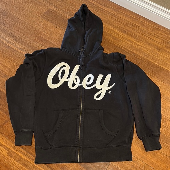 Obey Other - Obey Adult Zipper Black Hoodie Size Large